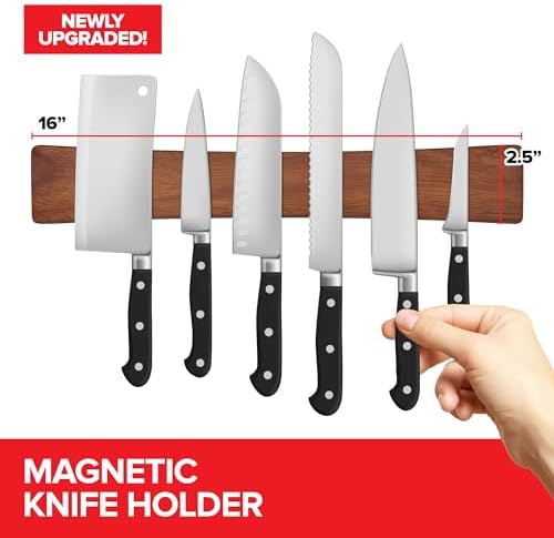 16 Inch Acacia Wood Magnetic Knife Holder - Image 2