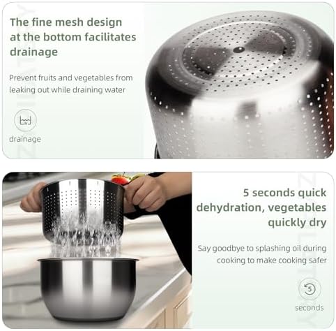 6L-Stainless Steel Salad Rotator, Vegetable Dishwasher, Lettuce Cleaner and - Image 3