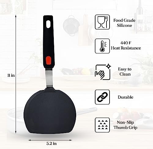 Wide Silicone Pancake Spatula – Large Heat-Resistant Turner - Image 2