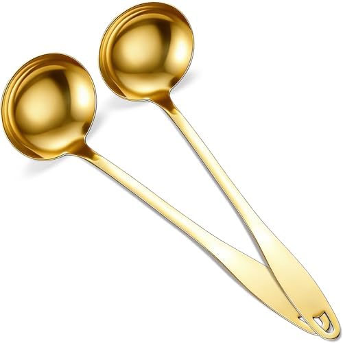 2 Pack Gold Soup Ladle Stainless Steel Serving Spoon by Unknown
