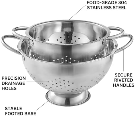 2 Pack Stainless Steel Colander Set - Image 3