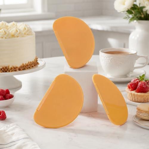 3PCS Orange Silicone Bowl Scraper Set, Flexible Curved Dough Scraper - Image 7