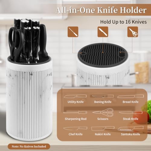 Universal Knife Block Without Knives, Sandstone Look, Round Knife Holder - Image 2