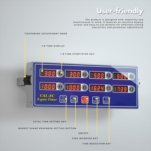 Commercial 8 Channel Digital Kitchen Timer, Stainless Steel Calculagraph - Image 6