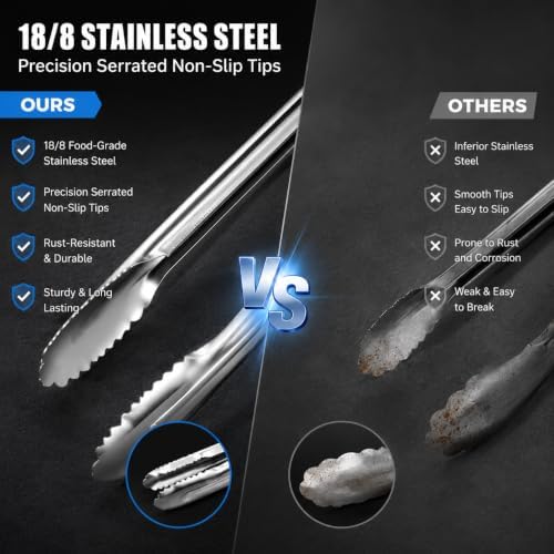 Precision Serrated Non-Slip Tips Cooking Tweezers, Tongs - Image 5
