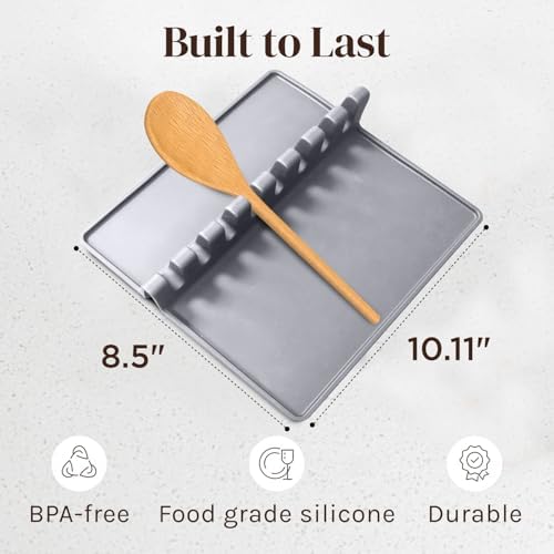 Large XL Grey Silicone Spoon Rest - Image 4