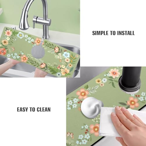 Sink Faucet Absorbing Mat, 2 Pack Drying Mat Around Faucet Sink Splash Guard - Image 4