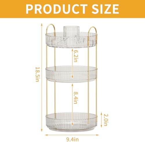 360° Rotating Makeup Organizer, Large-Capacity Skincare Make Up Storage 3 Tier - Image 5