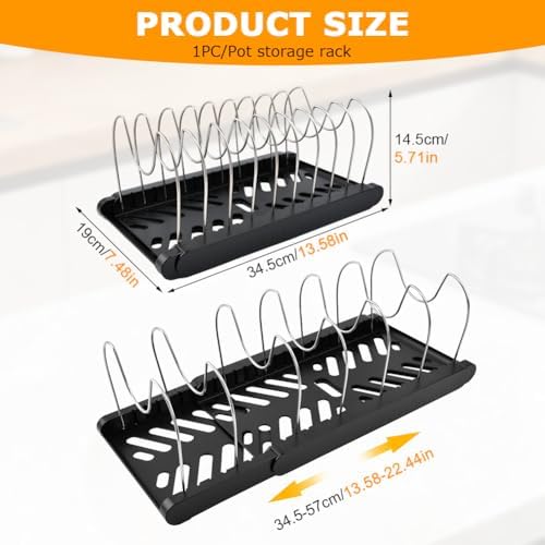 Pots and Pans Organizer for under Cabinet, Expandable Pot Lid Holder - Image 2