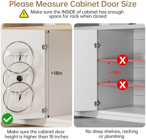 ORDORA Pot Lid Organizer Rack for Cabinet Door, 2 Pack Pot Lid Holder White - Image 4