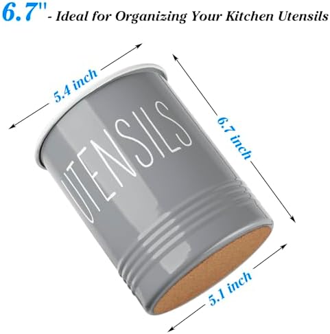 Bivvclaz Gray Kitchen Utensil Holder, 6.7" Utensil Holder - Image 2