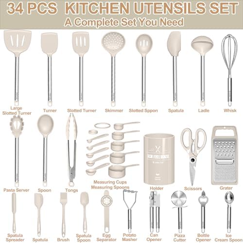Kitchen Utensils Set-Umite Chef 34 Pcs Silicone Cooking Utensils Set - Image 2