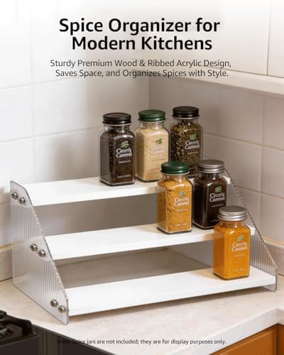 Tiered Spice Rack Organizer for Countertop & Cabinet, 3-Tier 12in Kitchen - Image 7
