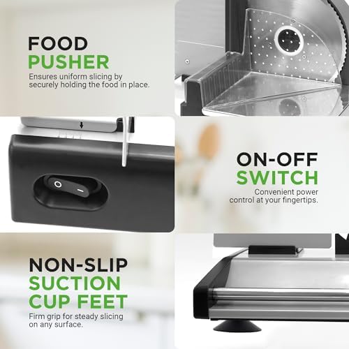 Nutrichef Electric Meat Slicer | 200W Automatic Meat, Deli & Bread Slicer | - Image 5