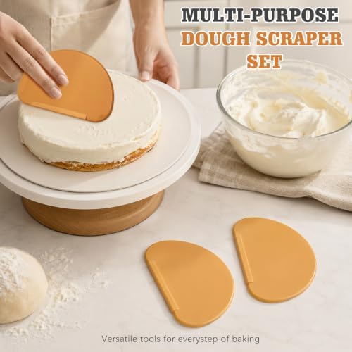 3PCS Orange Silicone Bowl Scraper Set, Flexible Curved Dough Scraper - Image 6