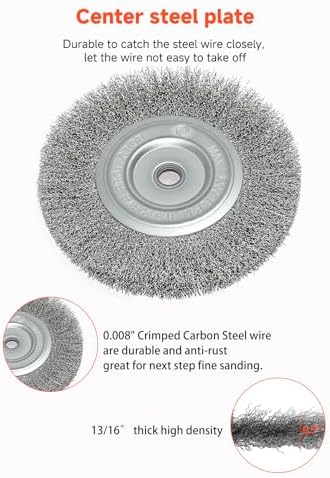 Wire Wheel Brush 6in Fine Crimped Steel 0.008" - Image 5