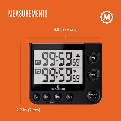 MARATHON Dual Digital Timer, 100-Hour Count Up/Down, Large Display - Image 4