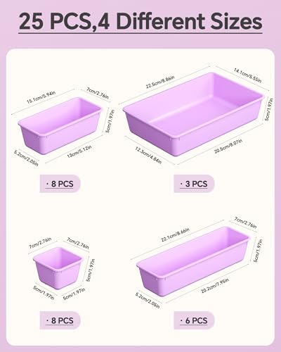 KEMETHY 25 PCS Plastic Drawer Organizers Set, 4 Sizes Vanity Organizer - Image 2