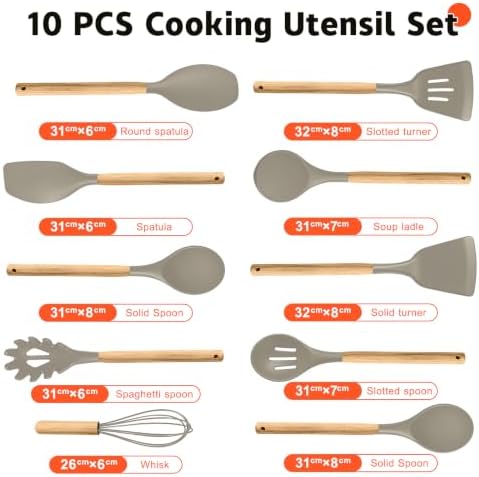Silicone Cooking Utensil Set, Nonstick Kitchen Utensils 446°F Heat-Resistant - Image 6