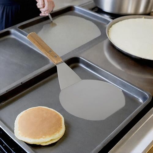 Extra-Large Stainless Steel Wide Spatula Turner Strong Wooden Handle - Image 2
