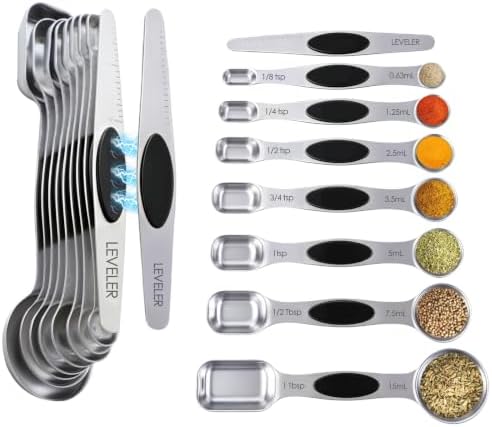 Measuring Spoons, Magnetic Measuring Spoons Set, 304 Stainless Steel 7 Double by Unknown