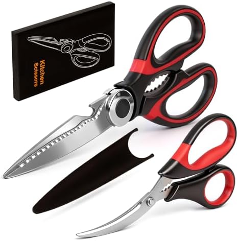 Kitchen Shears Set of 2, Heavy Duty Kitchen Scissors Seafood Scissors, by YEVEETTE