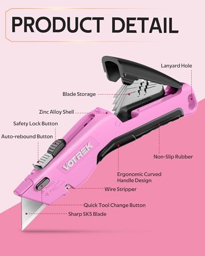 VOTREK® Box Cutter Utility Knife, 2-in-1 Safety Retractable Box Cutter - Image 6