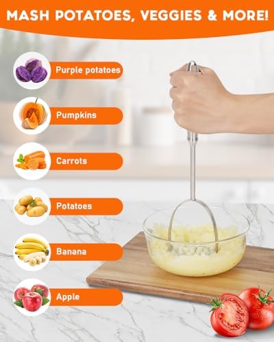 Brigii Potato Masher, Uncoated Stainless Steel Potato Press - Image 4