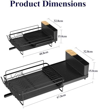 Kitsure Extendable Dish Drying Rack, 19.2"-26.7" L x 12.9" W - Image 4