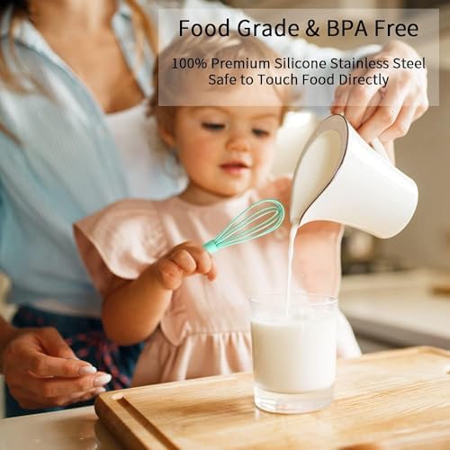5 Pcs Silicone Mini Whisk, Stainless Steel Dough Small Whisk - Image 3