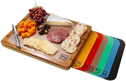 Seville Classics Bamboo Premium Wood Cutting Board Serving Tray w/ 7 by Unknown