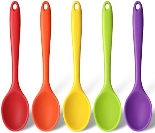 HANSGO 5PCS Small Silicone Spoons, 8 Inch Silicone Mixing Spoons by HansGo