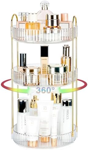 360 Rotating Makeup Organizer, 3 Tier Large Capacity Lazy Susan Bathroom by Niluks