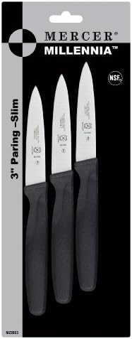 Mercer Culinary M23903 Millennia Black Handle, 3-Inch Slim Paring Knives by MercerCulinary
