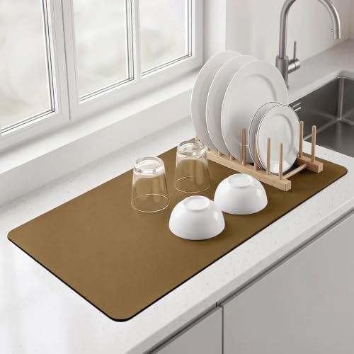 PoYang 31.5x17 Inch Coffee Mat, Extra Large Dish Drying Mat - Image 2