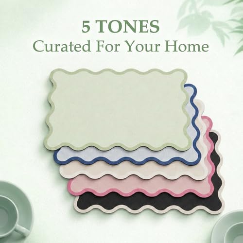 Scalloped Dish Drying Mat for Kitchen Counter, Absorbent Easy Clean Non-slip - Image 6