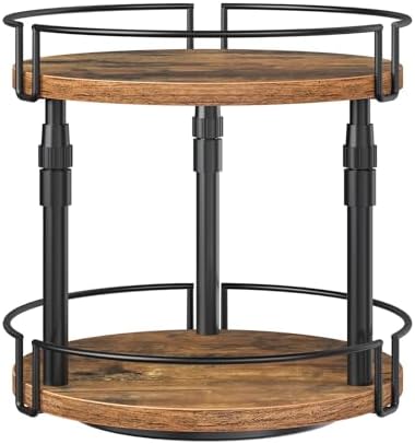 HOOBRO Lazy Susan Organizer Spice Rack, 2-Tier Height Adjustable Rotating Spice by HOOBRO