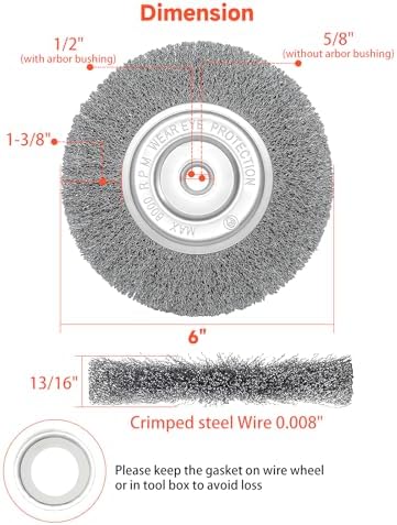 Wire Wheel Brush 6in Fine Crimped Steel 0.008" - Image 4
