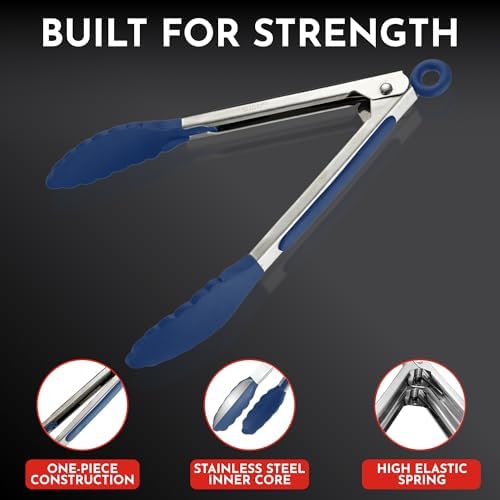 Kitchen Tongs - 12, 9 & 7 Inch Locking Silicone Tongs - Image 4