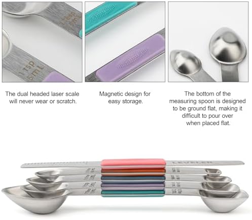 Magnetic Measuring Spoons Set Stainless Steel Double Sided Measuring Spoons - Image 4