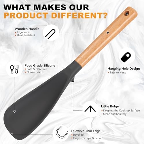 3 Pack Silicone Cooking Spoon for Nonstick Cookware, Silicone Spatula Spoon - Image 2