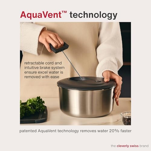 Zyliss Easy Spin Salad Spinner, 2–4 Servings, Stainless Steel - Image 3