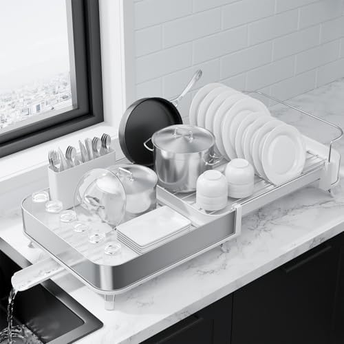 Kitsure Expandable Metal Dish Drying Rack, 16.1-26.6" L x 12.6" W by Kitsure