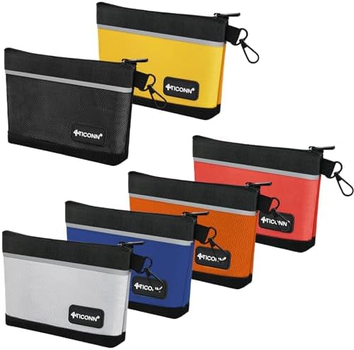 TICONN 6PK Tool Pouches with Zipper, Waterproof 1680D Oxford Small Tool Bag by TICONN