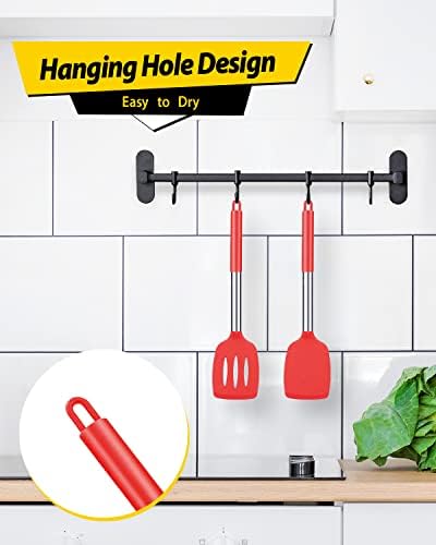 Pack of 2 Silicone Solid Turner, Non Stick Slotted Kitchen Spatulas, High Heat - Image 4
