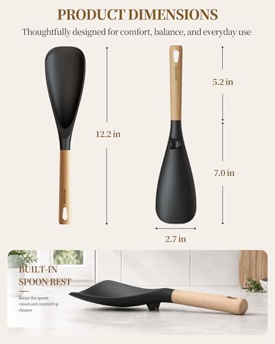 Astercook Cooking Spoon, 2 Pack, Nonstick Safe Silicone Spatula - Image 3