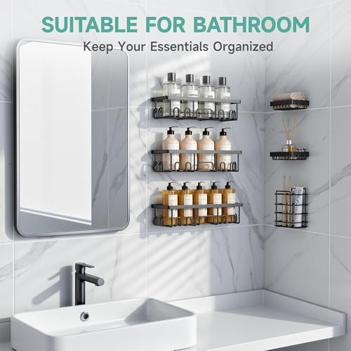 Veken Shower Caddy 6-Pack, Bathroom Organizers and Storage Shelves - Image 5