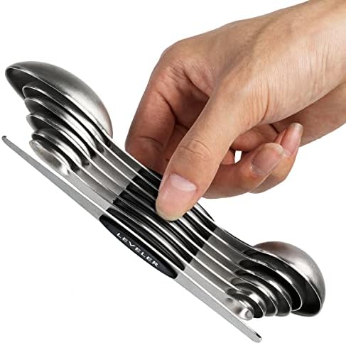 Magnetic Measuring Spoons Set Stainless Steel Dual Sided Stackable Teaspoon by YellRin