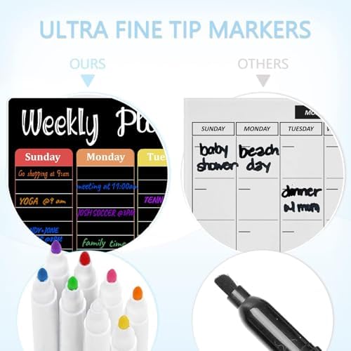 Hivillexun Magnetic Black Dry Erase Calendar White Board Set - Image 3