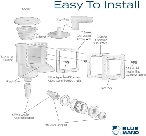 Blue Mano Standard Pool Skimmer Kit - Image 4